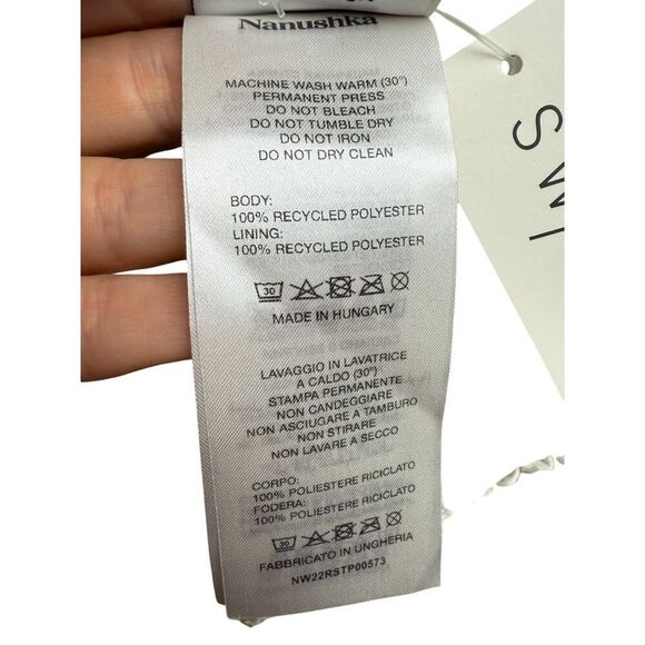 Nanushka Cadao Dribbled Ribbon Top in Ivory Champagne NWT Sz. S - Picture 7 of 7